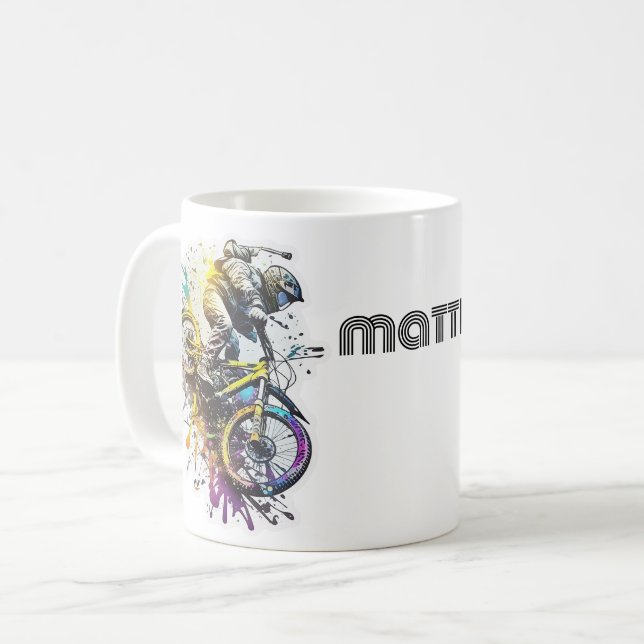Kinder Cartoon Bike BMX. Extreme Adventure Boy Rei Kaffeetasse (Vorderseite Links)