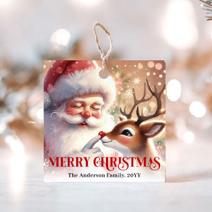 Kinder-Cartoon-Santa-Rudolph-Weihnachts-Geschenkan Geschenkanhänger