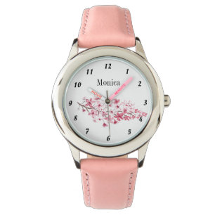 Kinder Cherry Blossom Botanische Blume Name Pink Armbanduhr