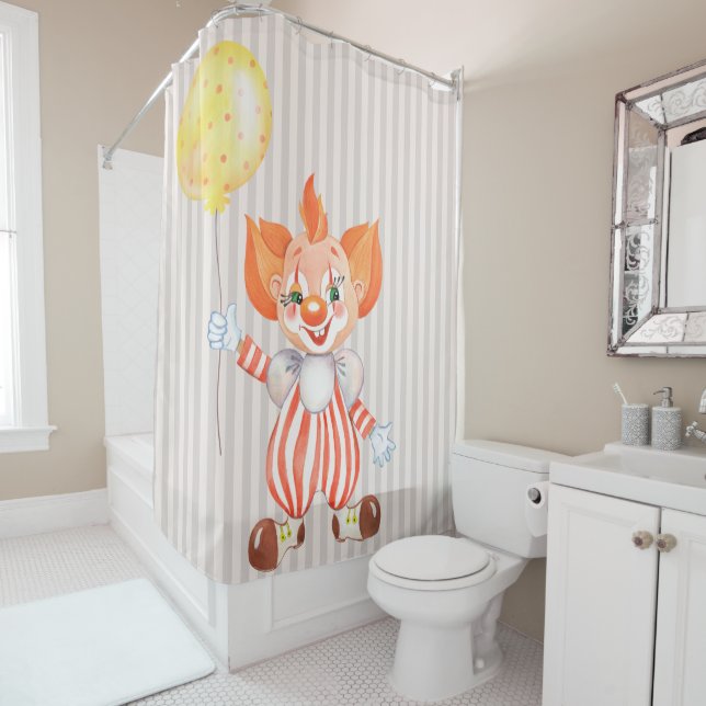 Kinder Clown mit orangefarbenem Duschvorhang (Beispiel)