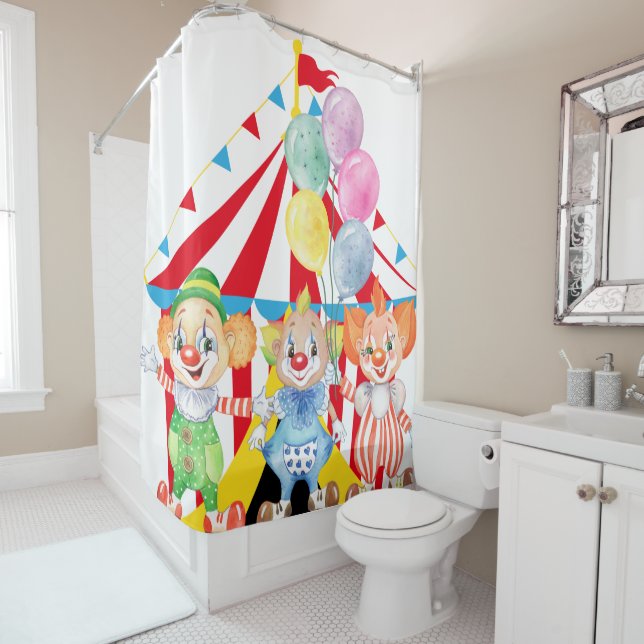 Kinder Clowns auf weißem Duschvorhang (Beispiel)
