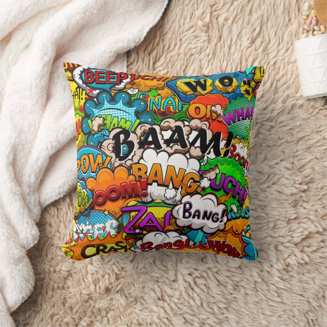 Kinder Comic Buche Sprechblasen Kissen (Decke)