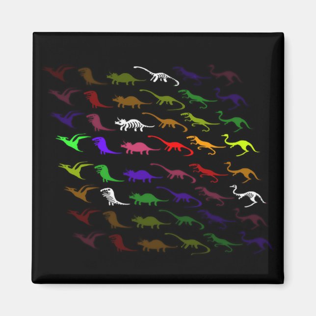 Kinder cooler Regenbogen bunt niedlicher Dinosauri Magnet (Vorne)