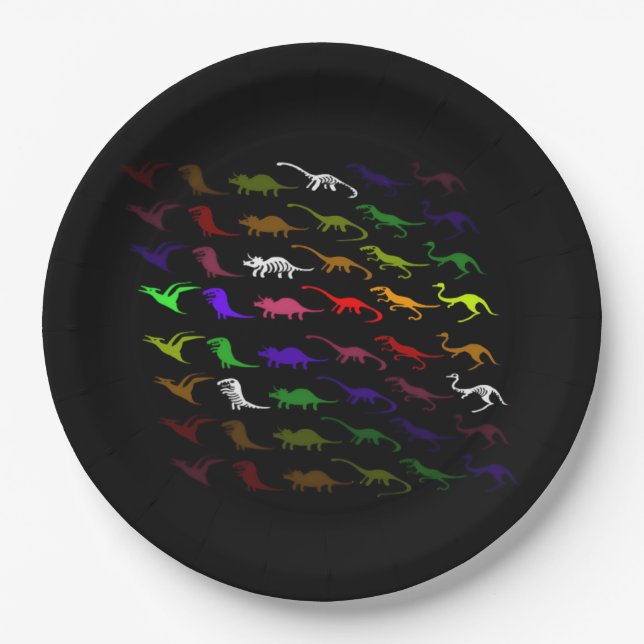 Kinder cooler Regenbogen bunt niedlicher Dinosauri Pappteller (Vorderseite)