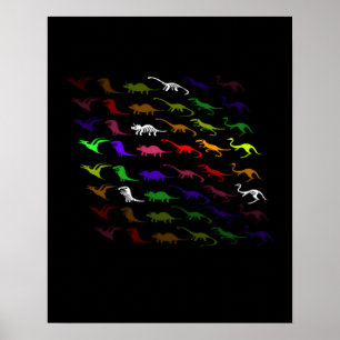 Kinder cooler Regenbogen bunt niedlicher Dinosauri Poster