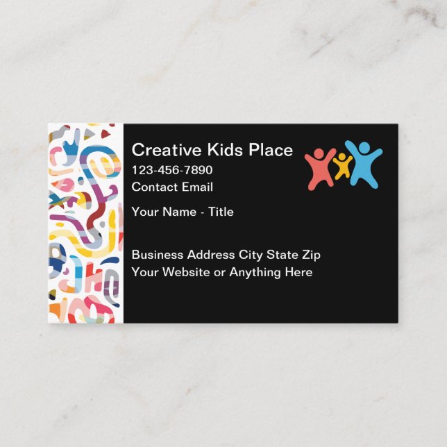 Kinder Creative Preschool Daycare Colorful Visitenkarte (Vorderseite)