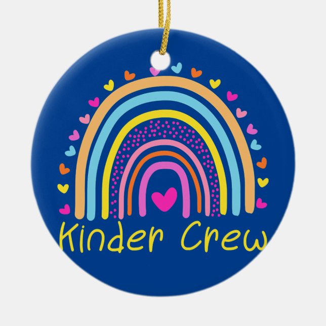 Kinder-Crew Kindergarten Lehrerin Rainbow Herz Keramik Ornament (Vorne)