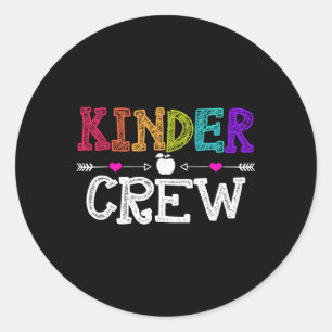 Kinder-Crew Lustiger Kindergarten-Lehrer 1. Schult Runder Aufkleber
