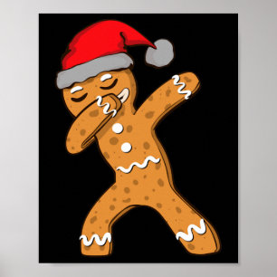 Kinder Dabbing Dab Gingerbread Mann Xmas Girls Boy Poster