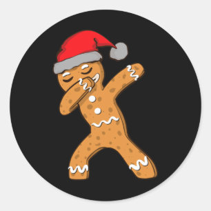 Kinder Dabbing Dab Gingerbread Mann Xmas Girls Boy Runder Aufkleber