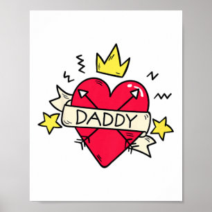Kinder Daddy Herz Tattoo Valentinstag für Jungs Gi Poster