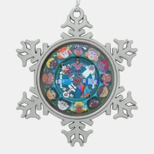 Kinder der Welt Schneeflocken Zinn-Ornament