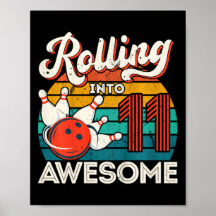 Kinder, die 11 Jahre alt werden 11. Bowling Geburt Poster