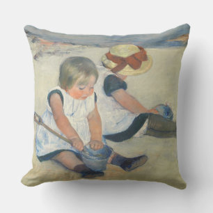 Kinder, die auf dem Strand, 1884 spielen Kissen