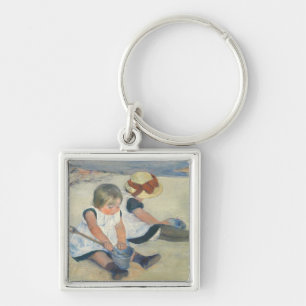Kinder, die auf dem Strand, 1884 spielen Schlüsselanhänger