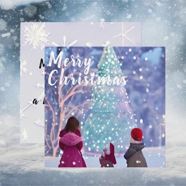 Kinder, die auf Weihnachtsbaum schauen Mitteilungskarte (Von Creator hochgeladen)