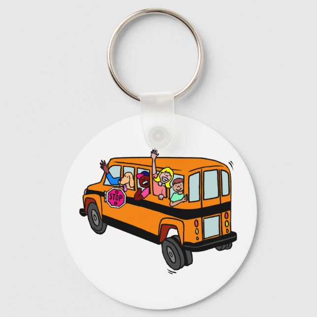 Kinder, die aus dem Schulbus heranwachsen Schlüsselanhänger (Vorderseite)