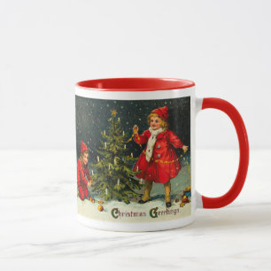 Kinder, die den Weihnachtsbaum schmücken Tasse