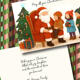 Kinder, die den Weihnachtsmann vor Weihnachten bes Karte