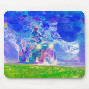 Kinder, die ein ATV-Geländefahrzeug auf der Straße Mousepad