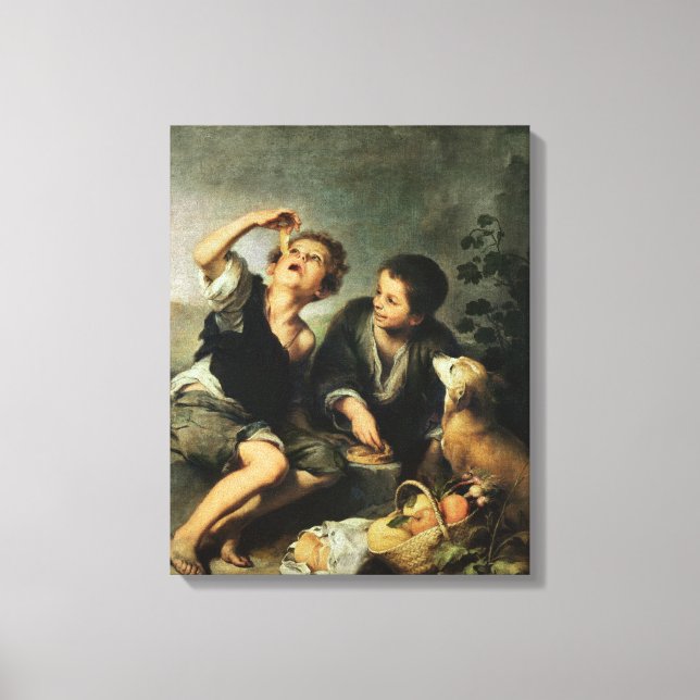 Kinder, die einen Kuchen essen, 1670-75 Leinwanddruck (Vorderseite)