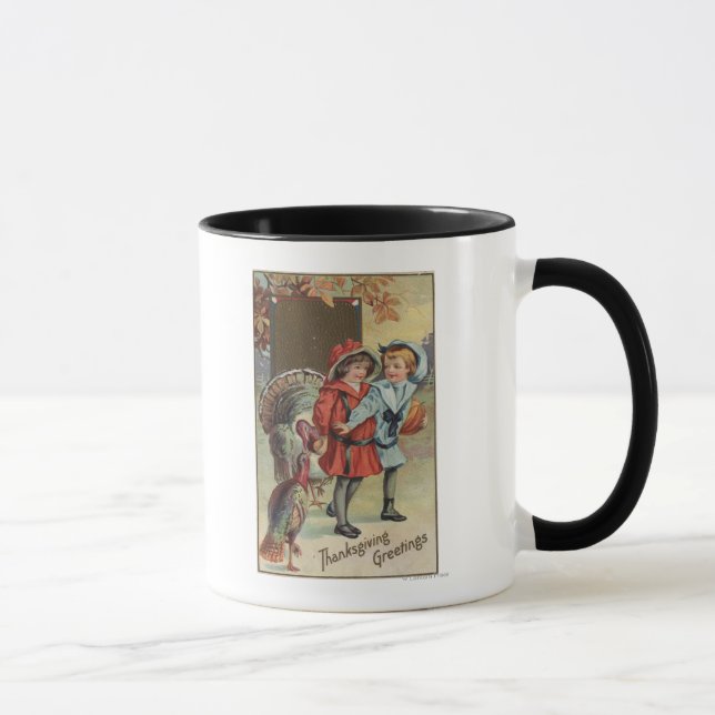 Kinder, die einen Kürbis halten, Truthähne Tasse (Rechts)