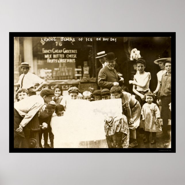Kinder, die Eisblöcke lecken, 1912 in New York Poster (Vorne)