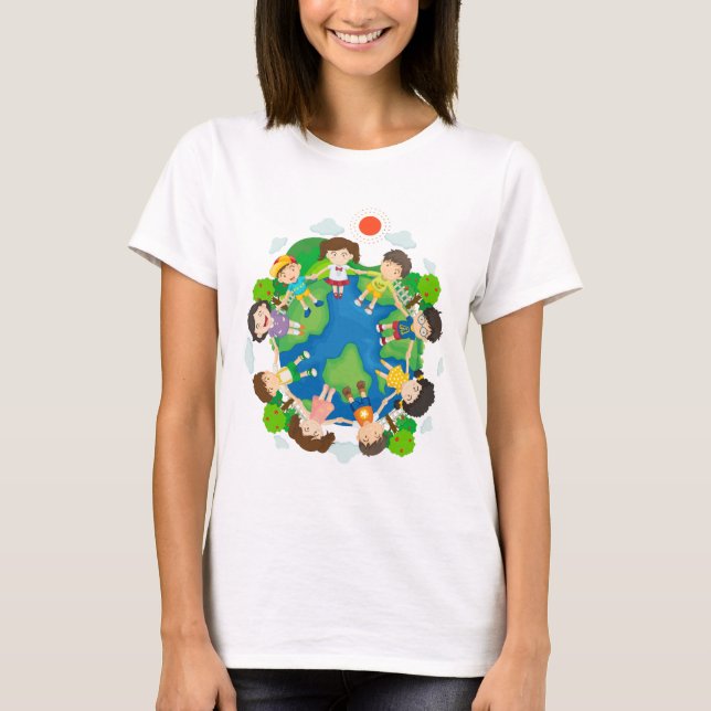 Kinder, die Hände um die Erde halten T-Shirt (Vorderseite)