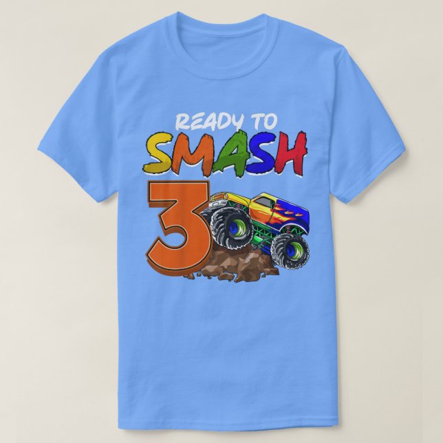 Kinder, die ich als 3-Monster-Lkw-Birt zerschlagen T-Shirt (Design vorne)