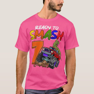 Kinder, die ich bereit bin, 7 Monster Truck T-Rex  T-Shirt