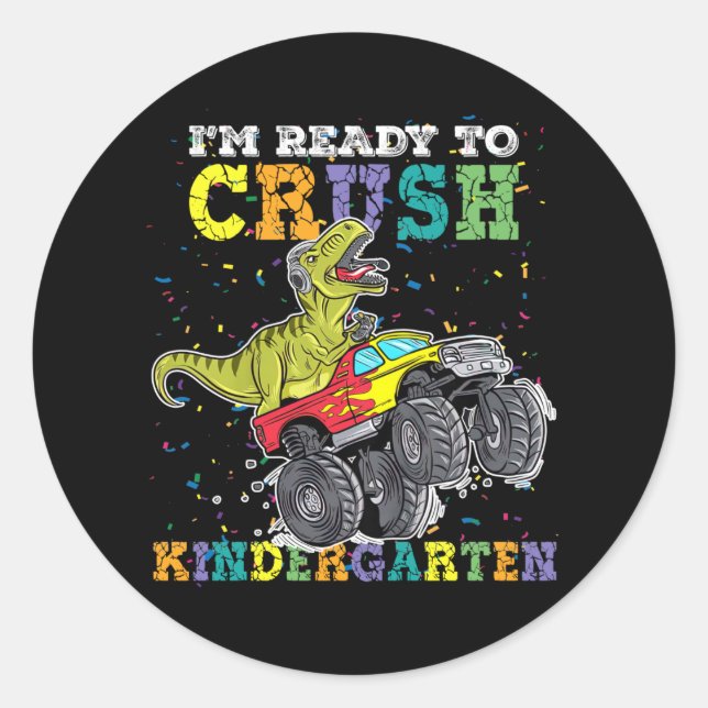 Kinder, die ich bereit bin, den Kindergarten-Monst Runder Aufkleber (Vorderseite)