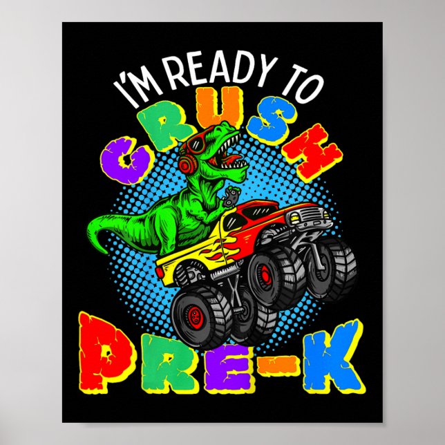 Kinder, die ich bereit bin, Pre K Dinosaurier Mons Poster (Vorne)