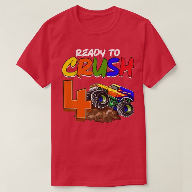 Kinder, die ich mit einer 4-Monster-Lkw-Birt verkn T-Shirt (Design vorne)