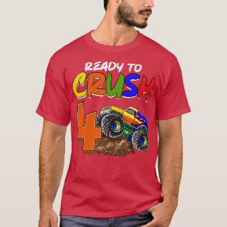 Kinder, die ich mit einer 4-Monster-Lkw-Birt verkn T-Shirt