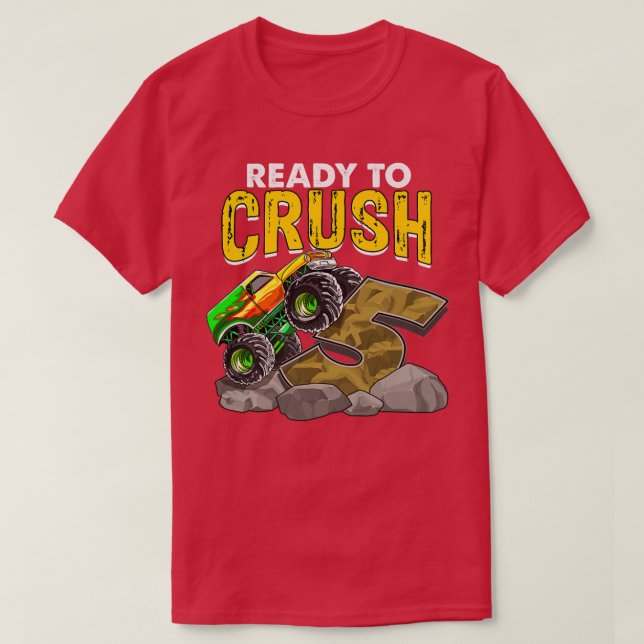 Kinder, die ich mit einer 5-Monster-Lkw-Birt verkn T-Shirt (Design vorne)