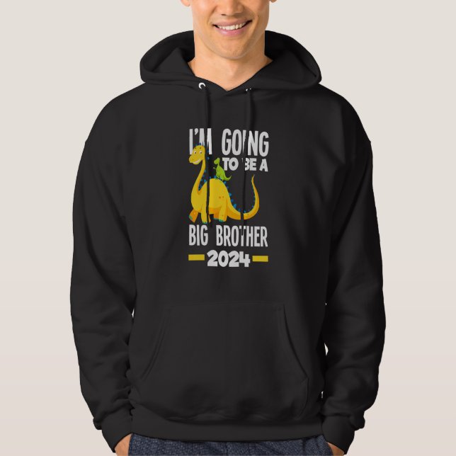 Kinder, die ich werde ein großer Bruder 2024 Dinos Hoodie (Vorderseite)