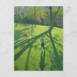 Kinder, die im Park Derby 2002 laufen Postkarte