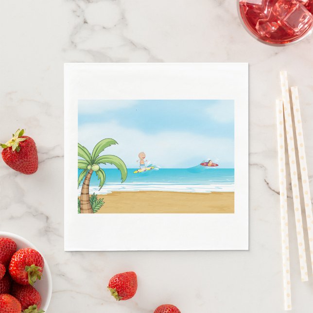 Kinder, die im Sommer im tropischen Beach Fun surf Serviette (Von Creator hochgeladen)