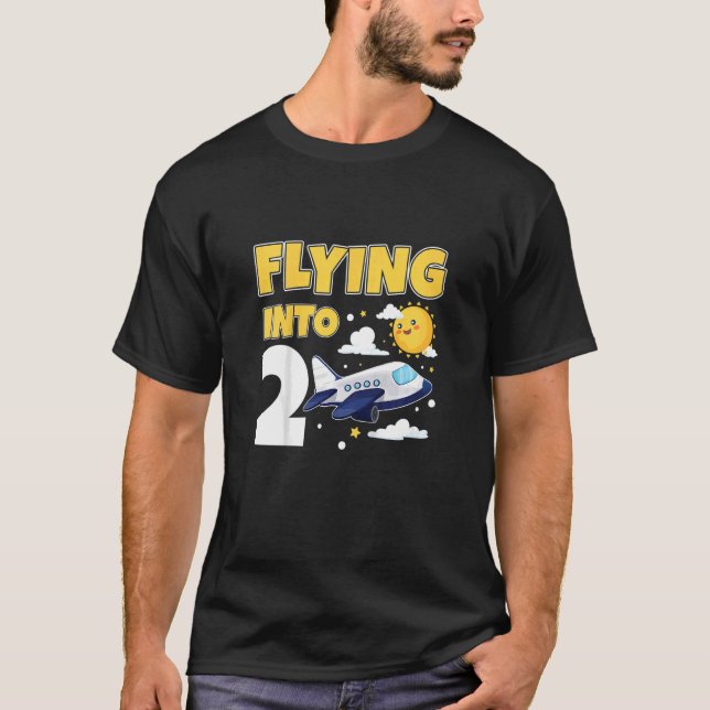 Kinder, die in 2 Flugzeug fliegen Pilot 2 Jahre al T-Shirt (Vorderseite)