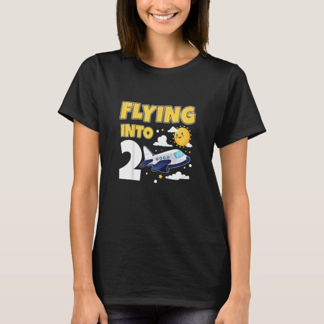 Kinder, die in 2 Flugzeug fliegen Pilot 2 Jahre al T-Shirt (Vorderseite)
