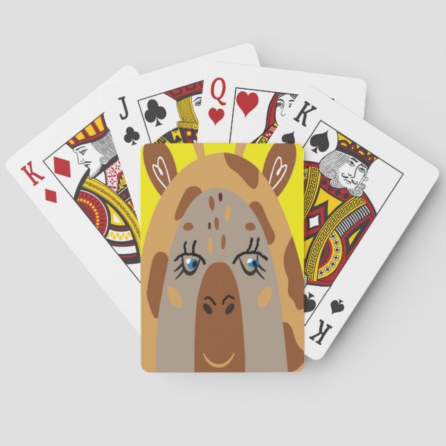 Kinder, die Karten mit Comischer Giraffe spielen Spielkarten (Rückseite)