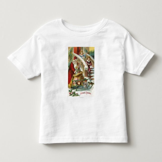 Kinder, die laufen, um Sankt zu grüßen Kleinkind T-shirt (Vorderseite)