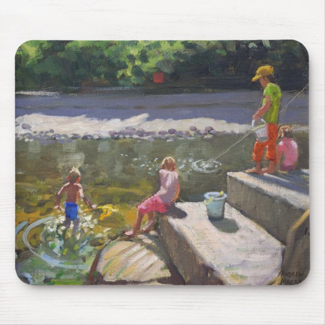 Kinder, die Looe Cornwall 2014 fischen Mousepad (Vorne)