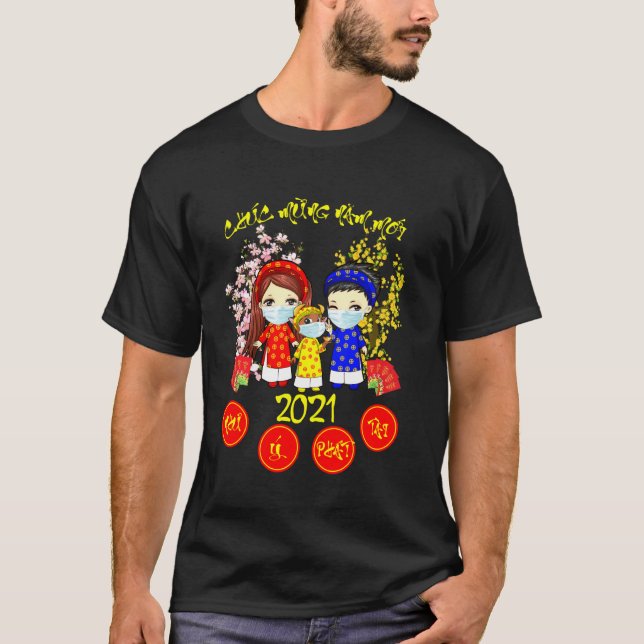 Kinder, die Mask Happy Vietnamese Quarantäne Luna T-Shirt (Vorderseite)