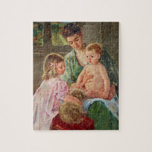 Kinder, die mit einem Hund von Mary Cassatt spiele