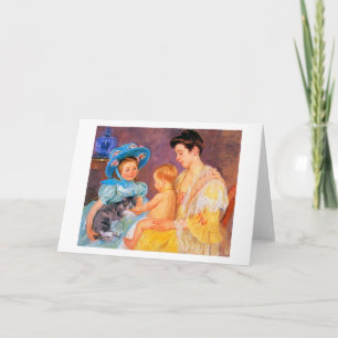Kinder, die mit einer Katze spielen, Mary Cassatt Karte