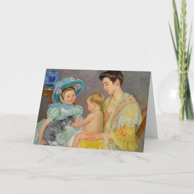 Kinder, die mit einer Katze spielen | Mary Cassatt Karte (Vorderseite)