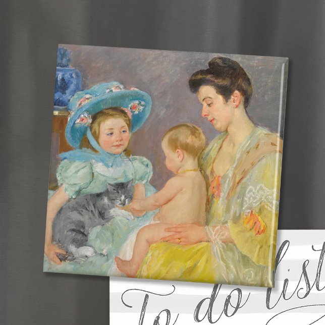Kinder, die mit einer Katze spielen | Mary Cassatt Magnet (Von Creator hochgeladen)