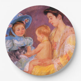 Kinder, die mit einer Katze spielen (von Mary Cass Pappteller