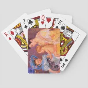 Kinder, die mit einer Katze spielen (von Mary Cass Spielkarten